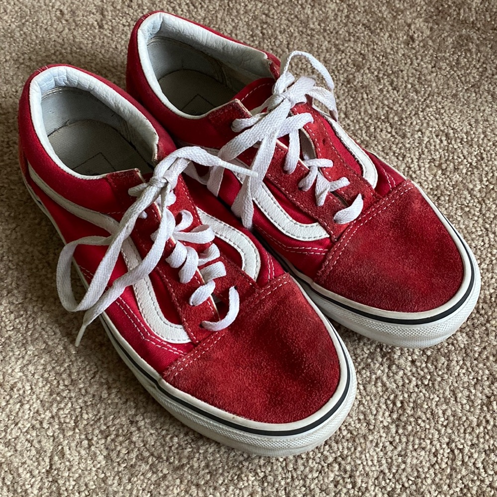 Vans red womens 7 mens 5.5 good used